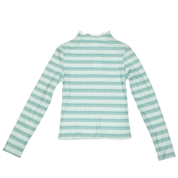 CALI BE NEW $25‎ Long Sleeve Ribbed Stripe Funnel Neck Top in Blue Small - Picture 1 of 4